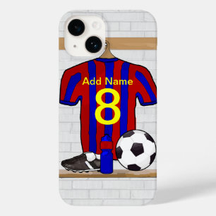 Personalisiert Red and Blue Football Soccer Jersey Case-Mate iPhone 14 Hülle