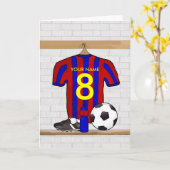 Personalisiert Red and Blue Football Soccer Jersey Karte (Gelbe Blume)