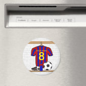 Personalisiert Red and Blue Football Soccer Jersey Magnet (In Situ (Geschirrspüler))