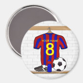 Personalisiert Red and Blue Football Soccer Jersey Magnet (Vorderseite/Rückseite)