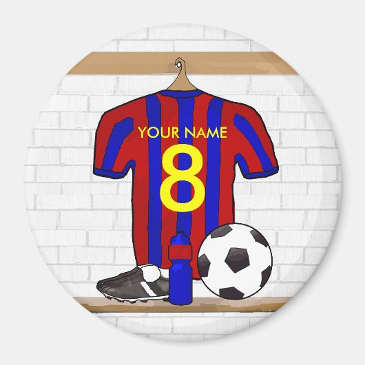 Personalisiert Red and Blue Football Soccer Jersey Magnet (Vorne)