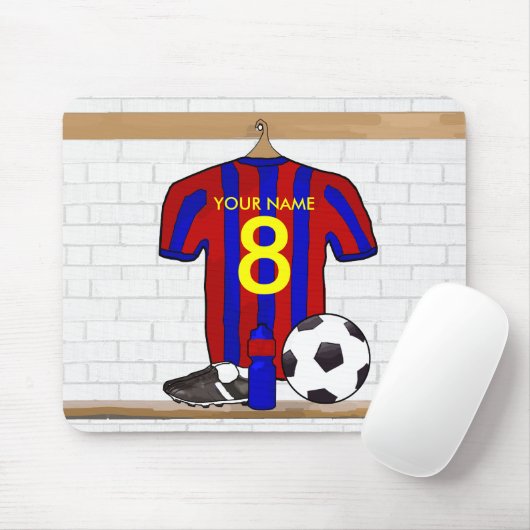 Personalisiert Red and Blue Football Soccer Jersey Mousepad (Mit Mouse)