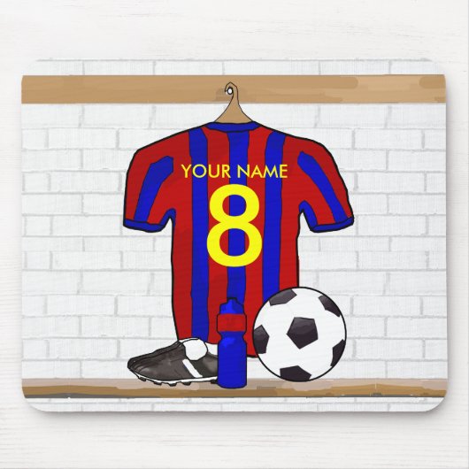 Personalisiert Red and Blue Football Soccer Jersey Mousepad (Vorne)