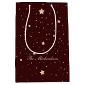 Personalisiert Red and Gold Starnight Christmas Mittlere Geschenktüte (Vorderseite)