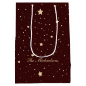 Personalisiert Red and Gold Starnight Christmas Mittlere Geschenktüte (Rückseite)