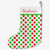 Personalisiert Red and Green Polka Dot Weihnachten Kleiner Weihnachtsstrumpf (Rückseite)