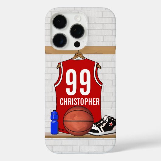 Personalisiert Red and White Basketball Jersey Case-Mate iPhone Hülle (Rückseite)