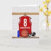 Personalisiert Red and White Basketball Jersey Karte (Gelbe Blume)