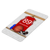 Personalisiert Red and White Basketball Jersey Magnet (Linke Seite)
