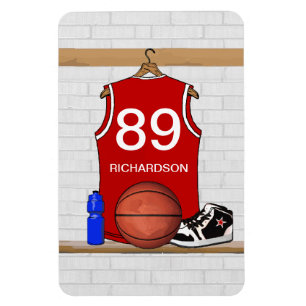 Personalisiert Red and White Basketball Jersey Magnet