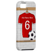 Personalisiert Red and White Football Soccer Jerse Case-Mate iPhone Hülle (Rückseite/rechts)