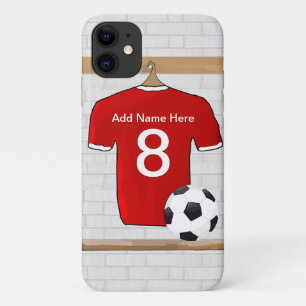 Personalisiert Red and White Football Soccer Jerse iPhone 11 Hülle