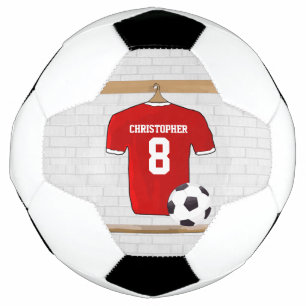 Personalisiert Red and White Football Soccer Jerse Fußball