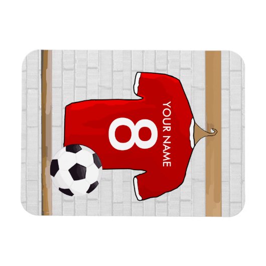 Personalisiert Red and White Football Soccer Jerse Magnet (Horizontal)