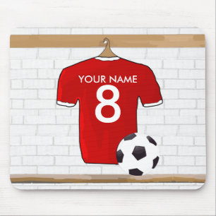 Personalisiert Red and White Football Soccer Jerse Mousepad