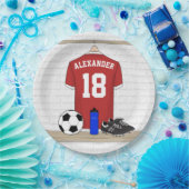 Personalisiert Red and White Football Soccer Jerse Pappteller (Party)