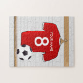 Personalisiert Red and White Football Soccer Jerse Puzzle (Horizontal)