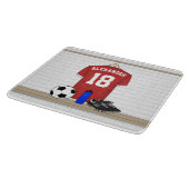 Personalisiert Red and White Football Soccer Jerse Schneidebrett (Ecke)