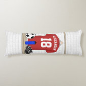 Personalisiert Red and White Football Soccer Jerse Seitenschläferkissen (Vorderseite)