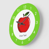Personalisiert Red Apple Teacher Large Clock Große Wanduhr (Winkel)
