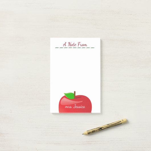 Personalisiert Red Apple Teacher Post-it Klebezettel (Auf Schreibtisch)