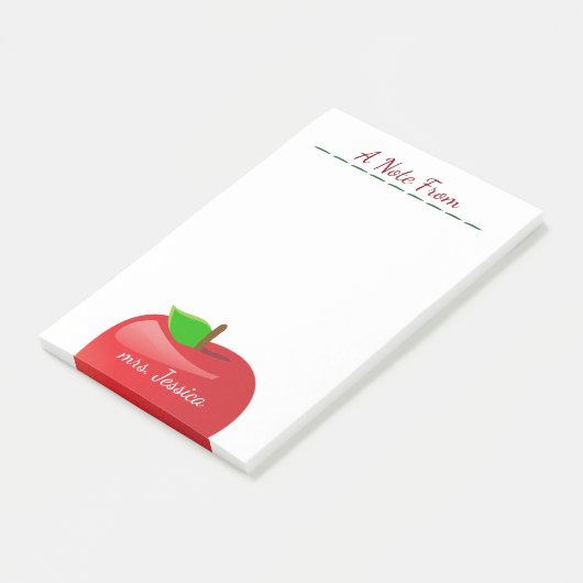 Personalisiert Red Apple Teacher Post-it Klebezettel (angewinkelt)