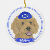 Personalisiert Red Apricot Gold Doodle Dog Hanukka Keramik Ornament (Vorne)
