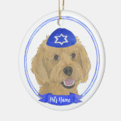 Personalisiert Red Apricot Gold Doodle Dog Hanukka Keramik Ornament (Links)