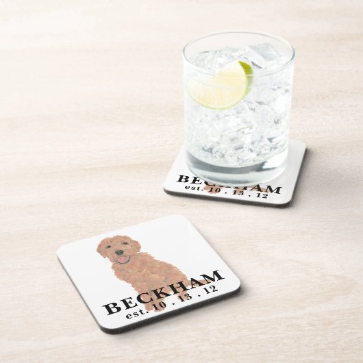 Personalisiert Red Apricot Golden Doodle Getränkeuntersetzer (Rechte Seite)