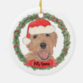 Personalisiert Red Apricot Golden Doodle Keramik Ornament (Hinten)