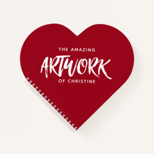 Personalisiert Red Artist Heart Sketchbook Notizblock