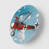 Personalisiert Red Baron Fokker Runde Wanduhr (Winkel)