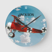 Personalisiert Red Baron Fokker Runde Wanduhr (Vorderseite)