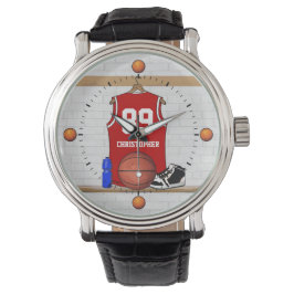 Personalisiert Red Basketball Jersey Armbanduhr