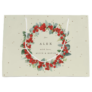 Personalisiert Red Berry+Eucalyptus Weihnachten Große Geschenktüte