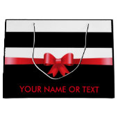 Personalisiert RED Black Bold Stripes RED SATIN BO Große Geschenktüte (Vorderseite)