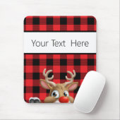 Personalisiert Red Black Buffalo Karo Reindeer Mousepad (Mit Mouse)