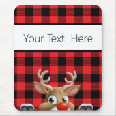 Personalisiert Red Black Buffalo Karo Reindeer Mousepad (Vorne)