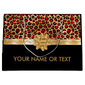 Personalisiert Red Black Leopard Golden BOW Große Geschenktüte (Vorderseite)