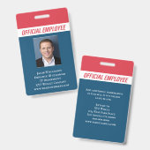 Personalisiert Red Blue Foto ID Mitarbeiter Ausweis (Vorder- & Rückseite)