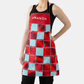 Personalisiert Red Blue Kariert Pattername Schürze (InSitu)