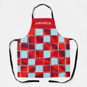 Personalisiert Red Blue Kariert Pattername Schürze (Vorderseite)