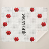 Personalisiert Red Blume Polka Dot Sherpadecke (Vorderseite (Horizontal))