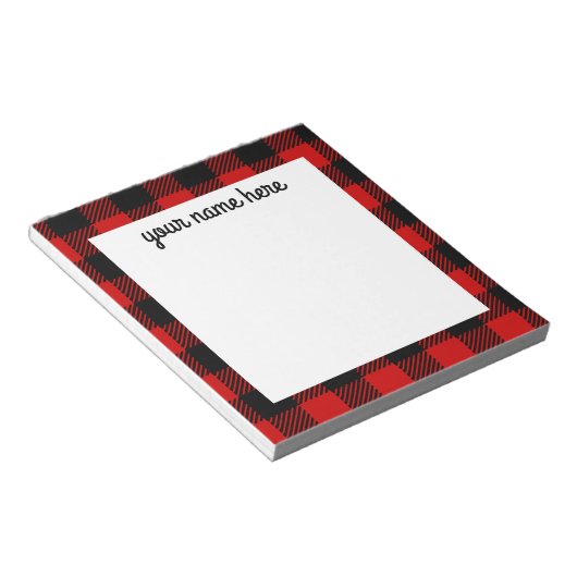 Personalisiert Red Buffalo Kariert Notepad Notizblock (angewinkelt)