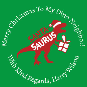 Personalisiert Red Christmas Santa-Saurus Dinosaur Geschenkpapier