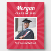 Personalisiert Red Class of 2023 Abschluss Foto Fotoplatte (Vorderseite)