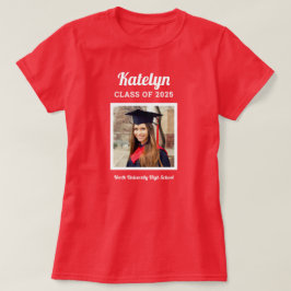 Personalisiert Red Class of 2025 Abschluss Foto T-Shirt