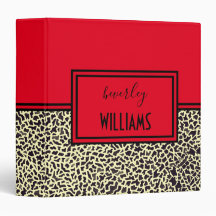 Personalisiert Red Cream Leopard Binder