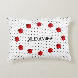 Personalisiert Red Floral Polka Dot Dekokissen