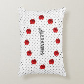 Personalisiert Red Floral Polka Dot Dekokissen (Vorderseite(Vertikal))